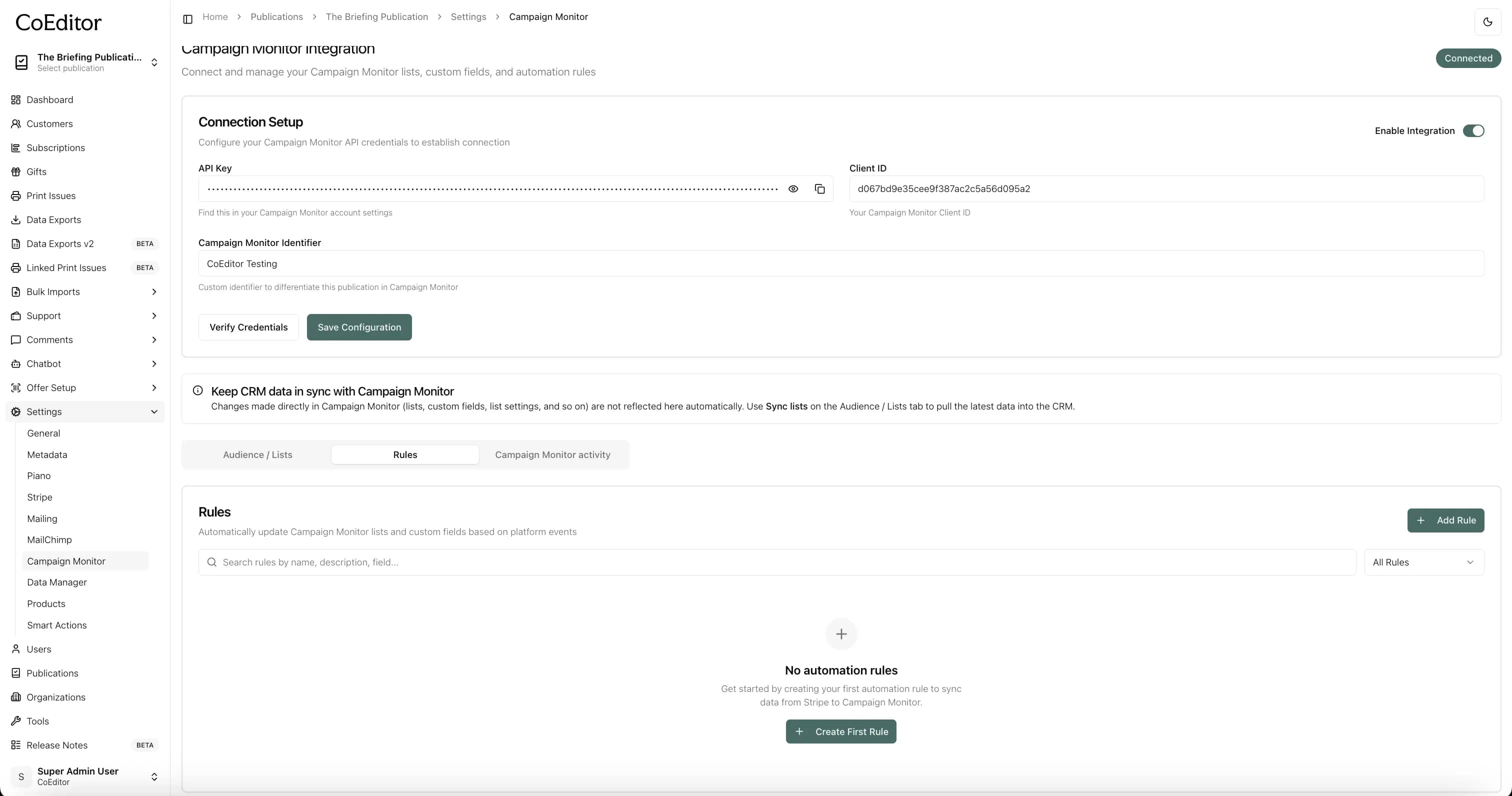 Select the Rules tab