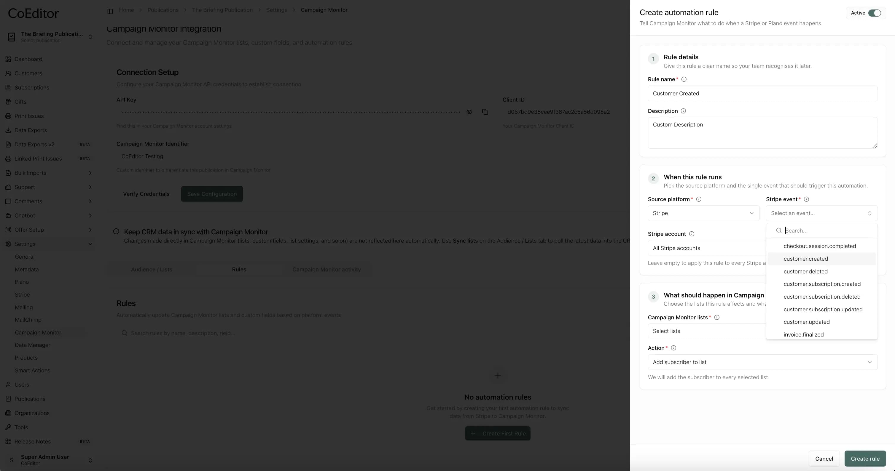 Create a new automation rule