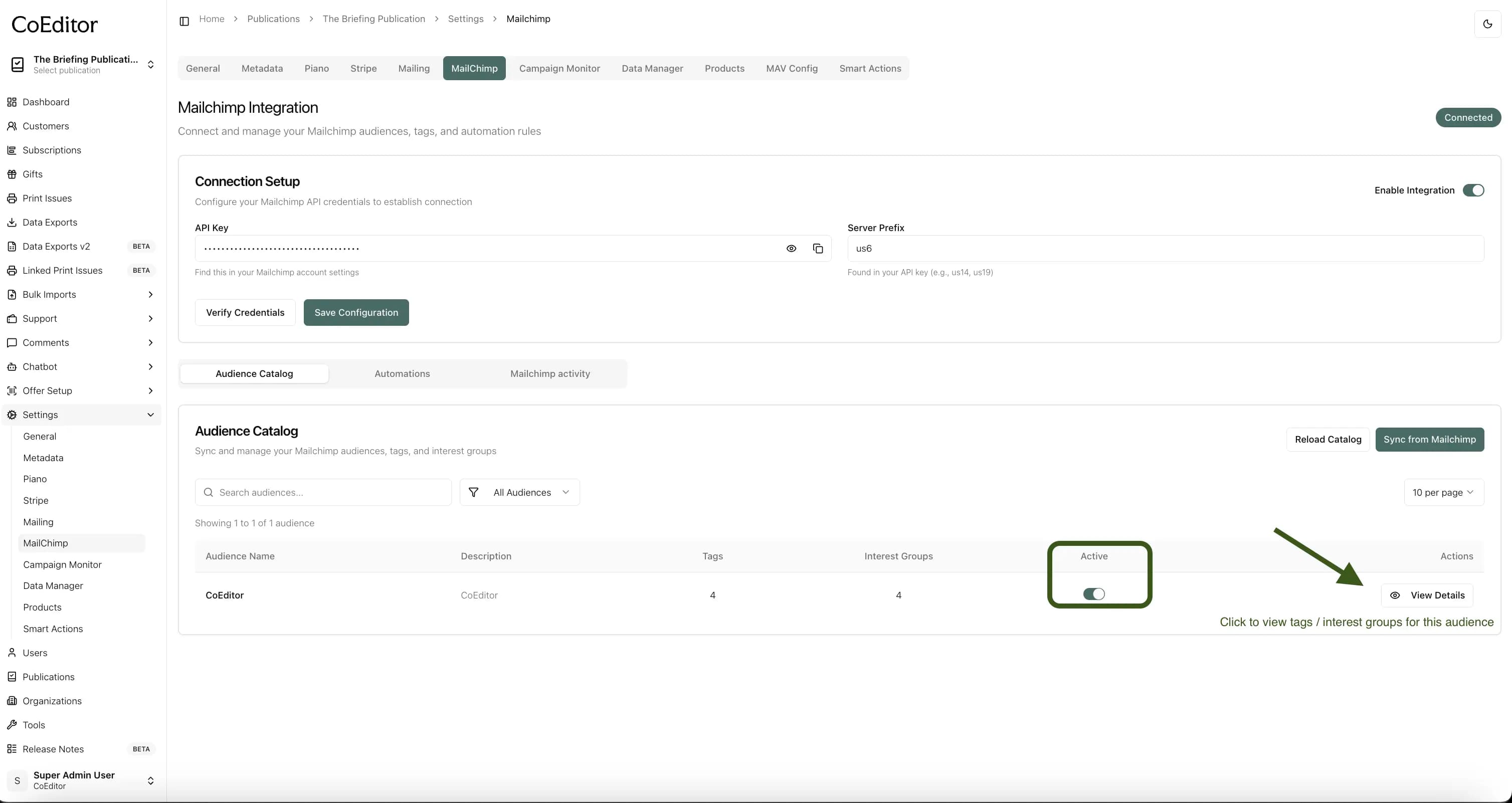 Activate an audience in the catalog